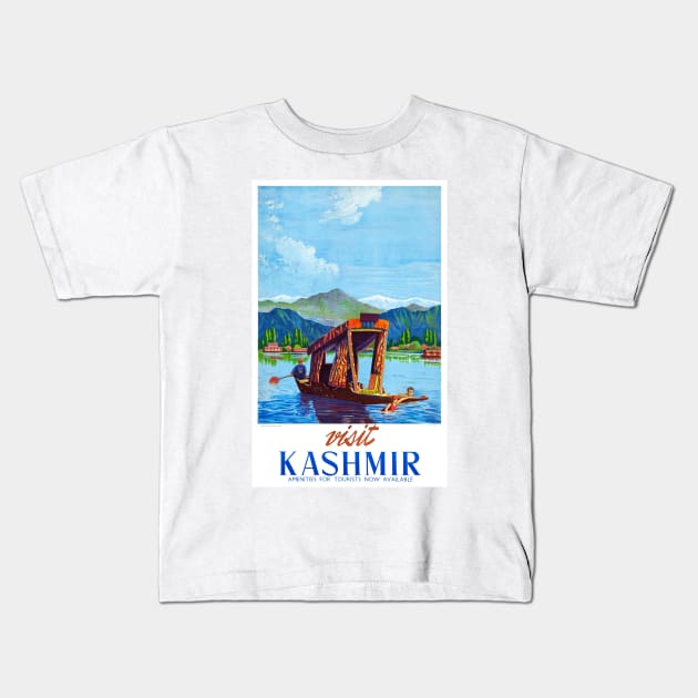 Vintage Travel Poster India Visit Kashmir Kids T-Shirt by vintagetreasure